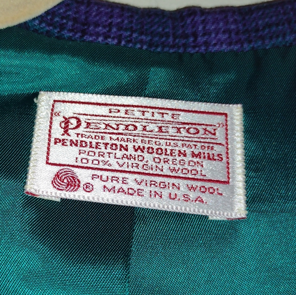 Vtg Pendleton Wool Pleated Tartan Plaid Wool Skirt Set Size 8 Purple Green Prep - Picture 4 of 6